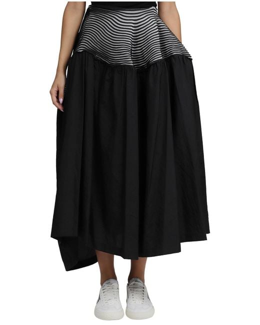 Issey Miyake Winding Solid Black Skirt