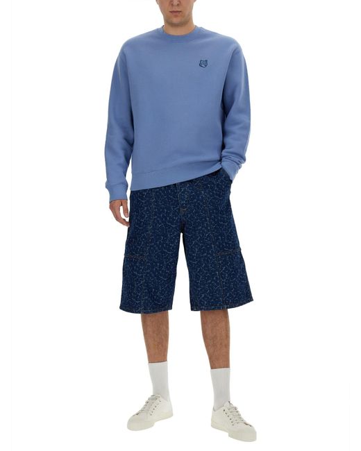 Maison Kitsuné Blue Cotton Sweatshirt for men