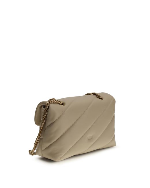 Pinko Natural Love Classic Leather Shoulder Bag Calf Bos Taurus