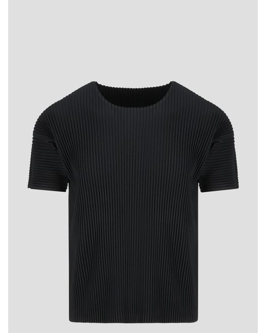 Homme Plissé Issey Miyake Black Basic Pleated T-shirt for men