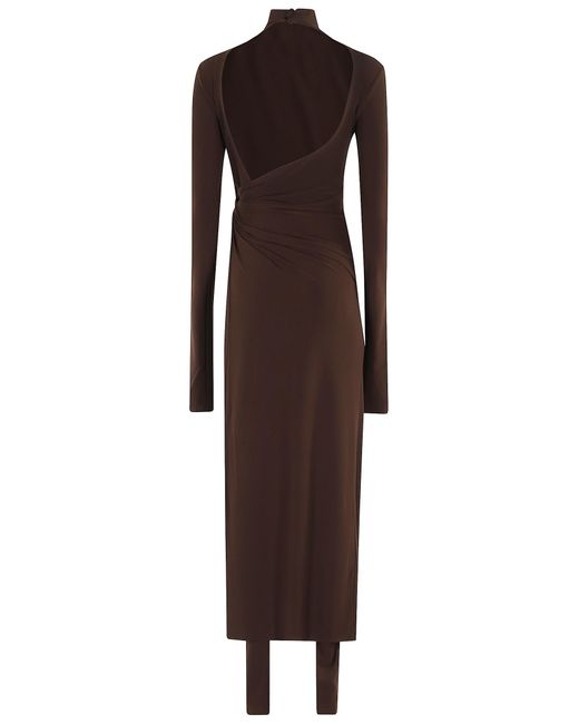ANDAMANE Brown Tessa Turtleneck Openback Jumpsuit