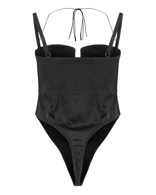 Anna October Black Satin Body With Adjustable Straps Polyester Tops