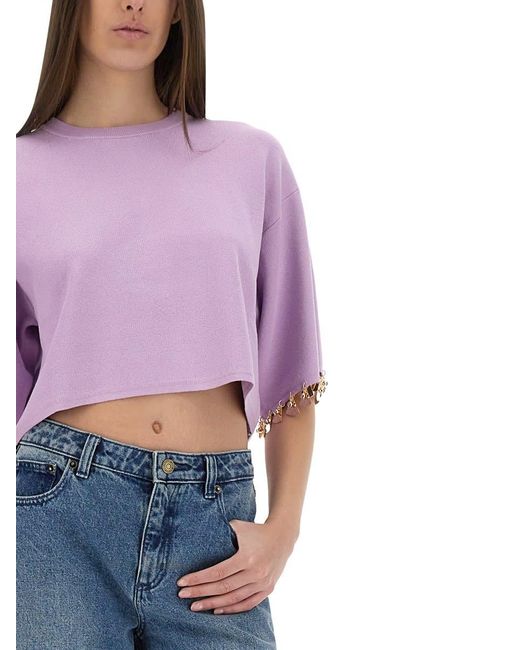 Rabanne Purple Knit Crop T-Shirt