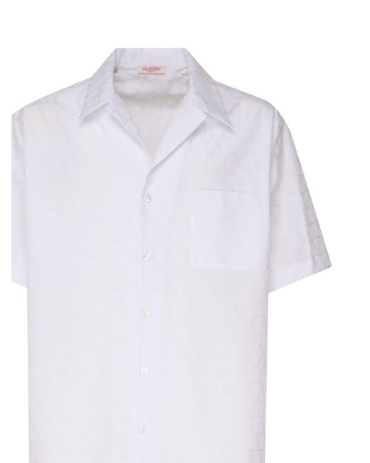 Valentino Garavani White Bowling Shirt With Toile Iconographe Motif for men