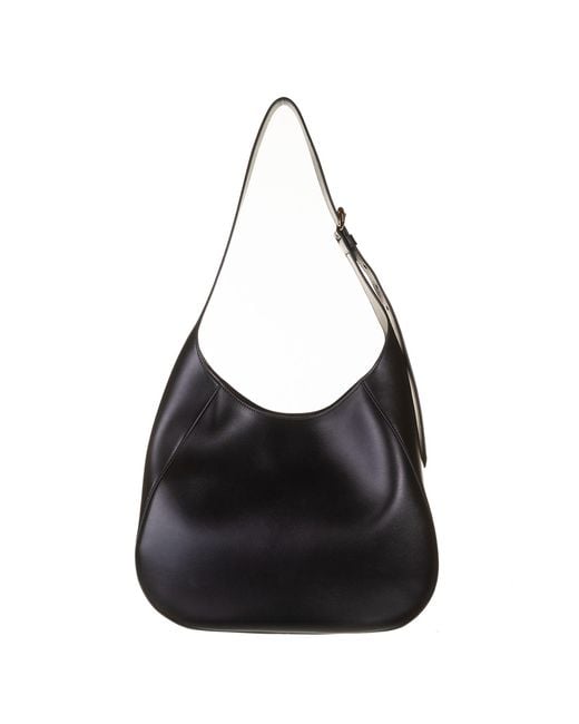 Prada Black Leather Shoulder Bag With Triangle Logo