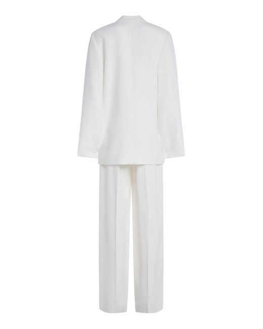 Alberta Ferretti White Viscose Blend Stretch Cady Suit With Blazer With Long Slits