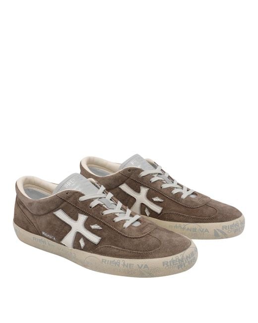 Premiata Gray Sneakers Suede Leather/Rubber Sole for men