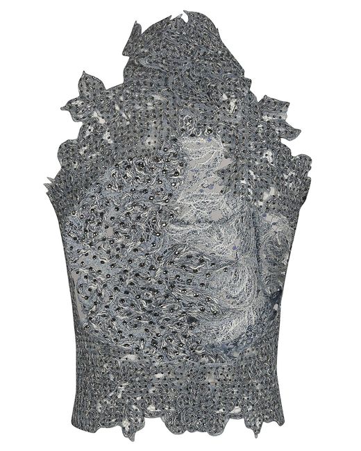 Ermanno Scervino Gray Knitted Cropped Top