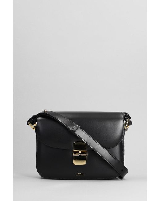 A.P.C. Gray Grace Small Shoulder Bag In Black Leather
