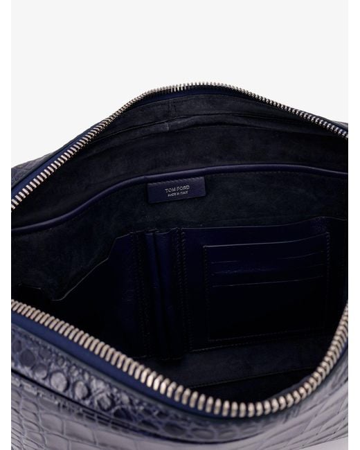 Tom Ford Blue Crocodile Print Leather Laptop Pouch Clutch Bags for men