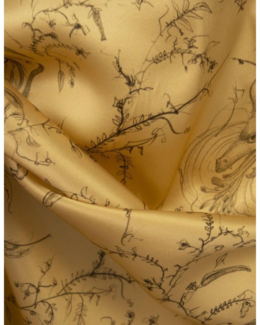 Fabiana Filippi Metallic Printed Mandarin Silk Satin Long Shirt Dress