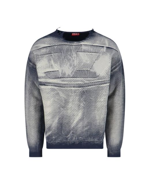 DIESEL Gray Frayed Sweater for men