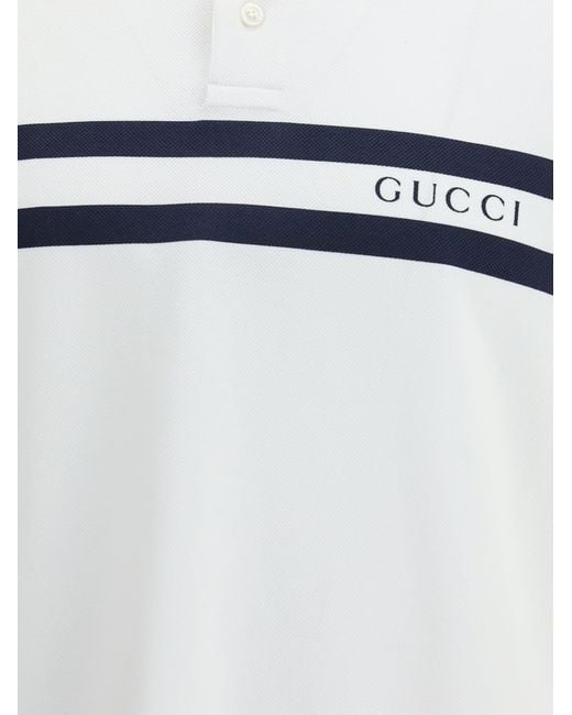 Gucci White Cotton Polo Shirt for men