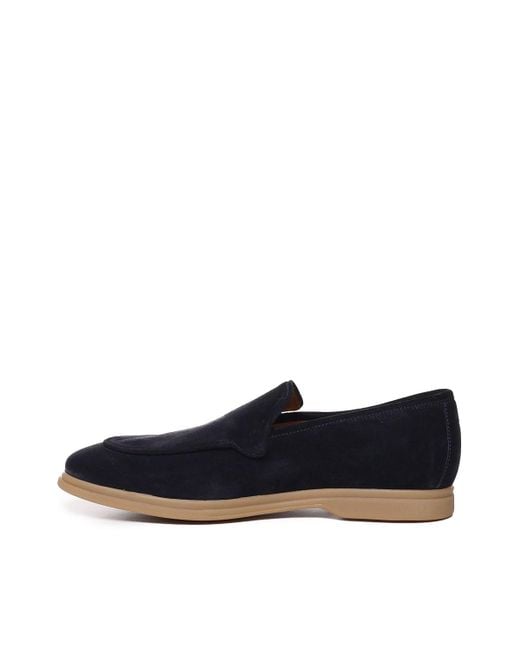 Eleventy Blue Loafers With Suede Logo for men