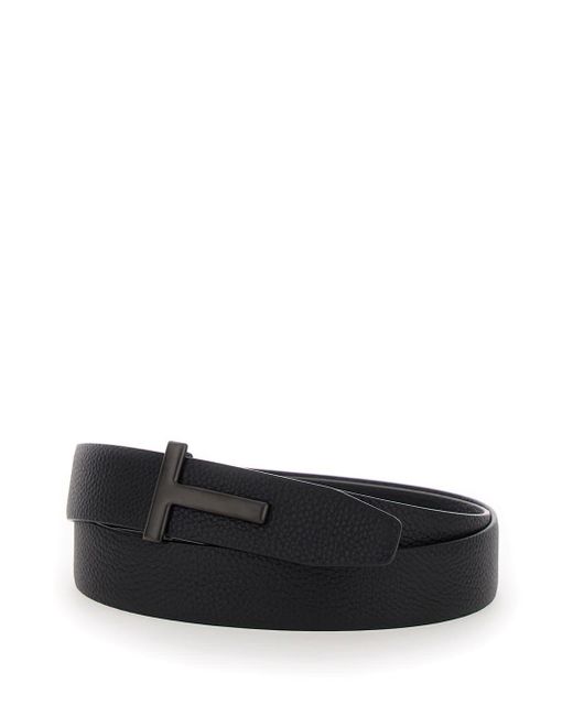 Tom Ford Black Leather Belt for men