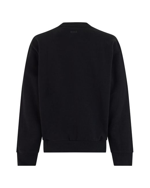 Boss Blue Sweatshirt Cotton Crew Neck Sweatshirts for men