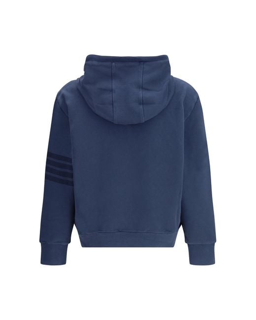 Thom Browne Blue Cotton Hoodie Sweatshirts for men
