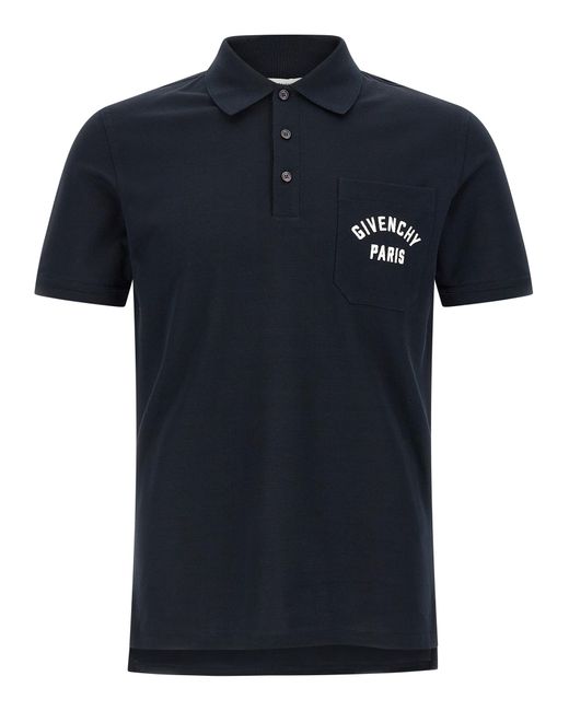 Givenchy Blue Pocket Embroidery Polo Shirt for men