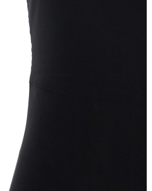 Norma Kamali Black Long Square-Neck Dress Polyester