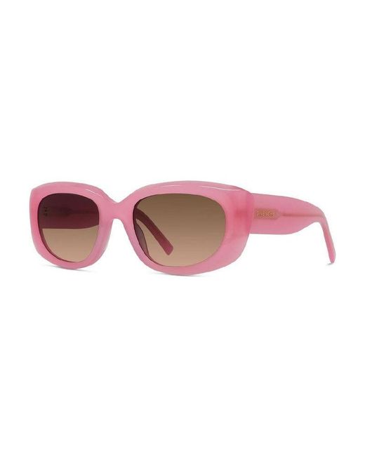Givenchy Pink Sunglasses Oval Full Rim, Shiny Frame And Gradient Lens Gv40104U72F