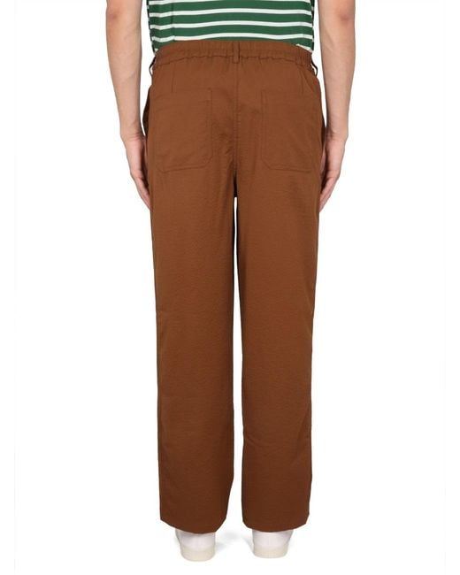 Howlin' By Morrison Brown Button Down Pants Cotton Elastane Trousers for men