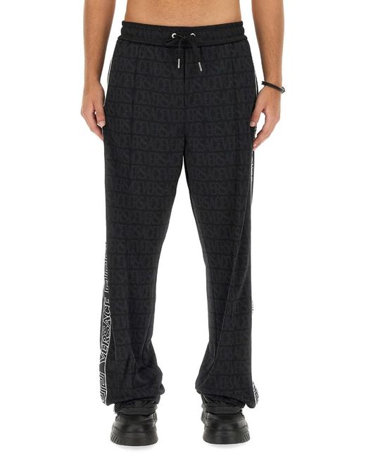 Versace Black Jogging Pants Polyester Track for men