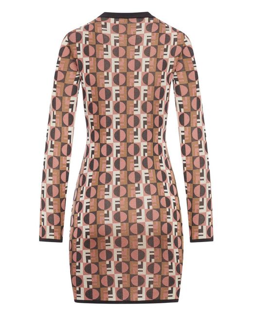 Fendi Pink Printed Midi Dress