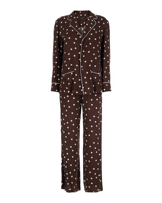 Le Plain Brown Suit With Polka Dot Motif