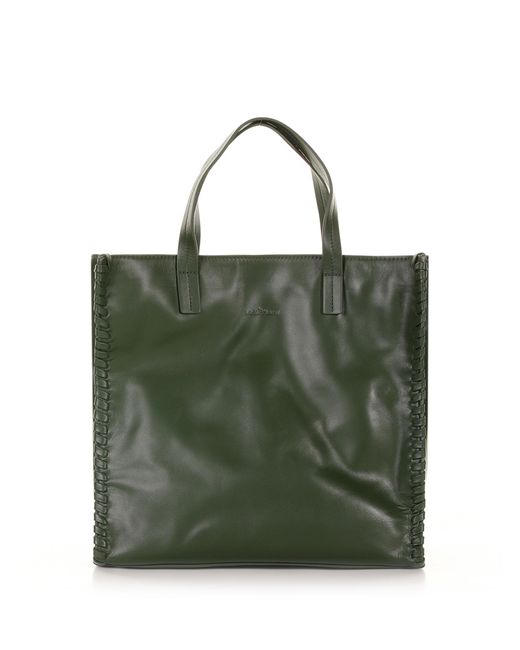 Maliparmi Leather Shopping Bag With Shoulder Strap in Green | Lyst