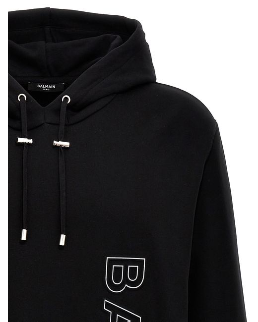 Balmain Black Reflective Logo Hoodie Sweatshirt for men