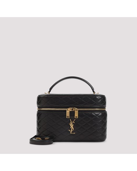 Saint Laurent Black Matelasse Leather Gaby Vanity Shoulder Bag