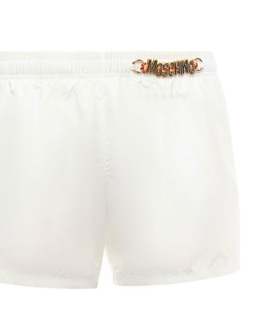 Moschino White Swim Trunks With Logo for men