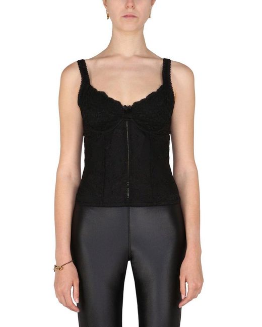 Balenciaga Black Lace Detailed Sleeveless Top