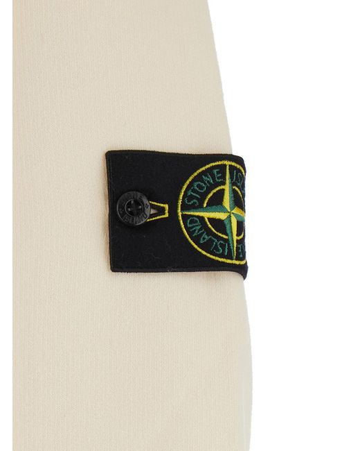 Stone Island White Zip-Up Hoodie Organic Cotton Sweatshirts for men