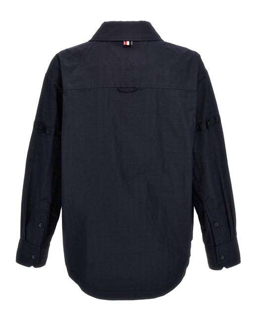 Thom Browne Blue 'Snap Front' Overshirt for men
