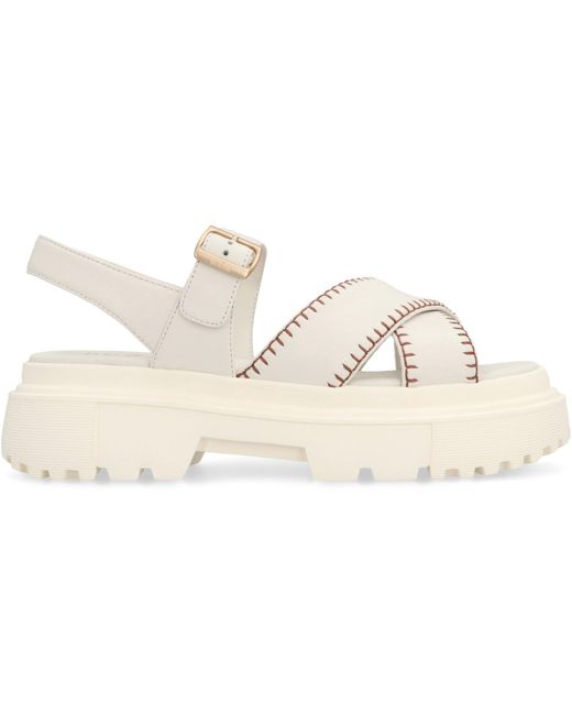 Hogan White Leather Sandals