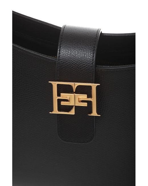 Elisabetta Franchi Black Logo-plaque Open Top Tote Bag