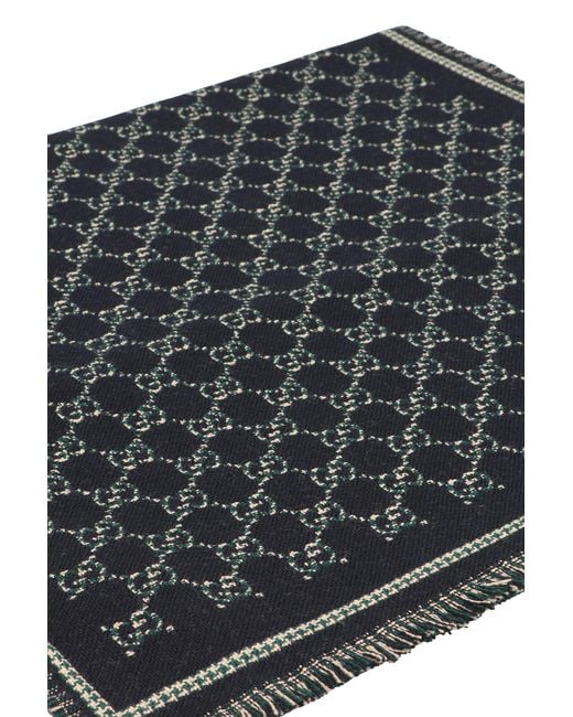 Gucci Black Wool Jacquard Scarf for men