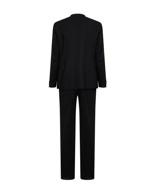 Tagliatore Black Stretch Virgin Wool Blend Double-Breasted Suit for men