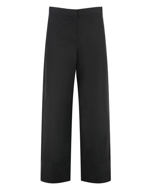 Totême Black Trousers Wide-Leg Cotton