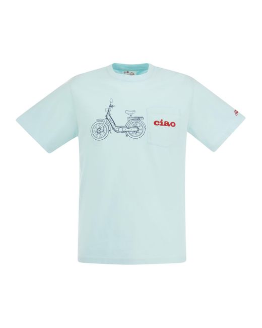 Mc2 Saint Barth Blue Ciao T-Shirt With Embroidery On Pocket for men