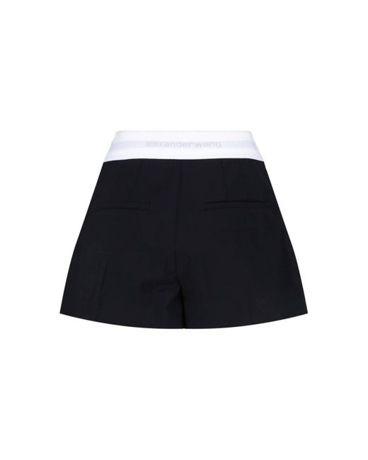 Alexander Wang Black High-Waisted Wool Shorts With Elastic Waist
