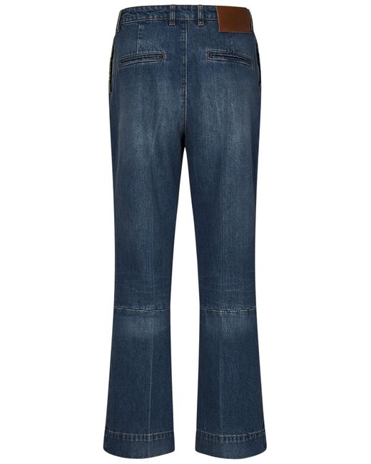 Victoria Beckham Blue Cropped Kick Jeans