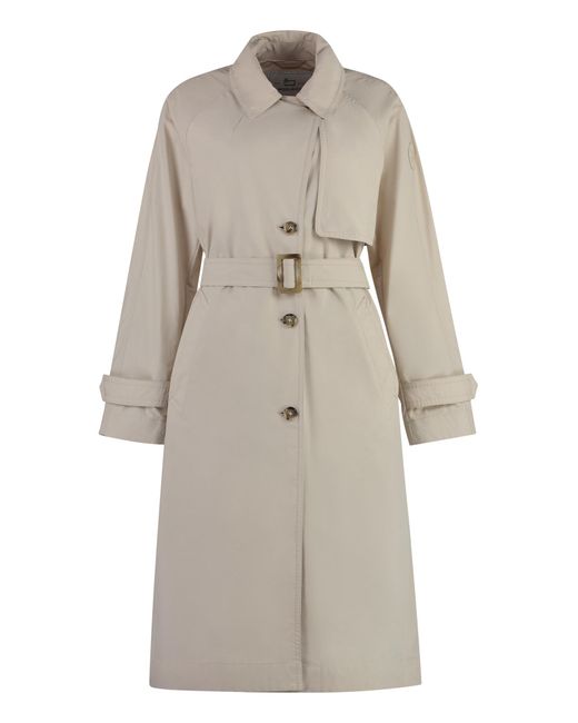 Woolrich Natural Techno Fabric Trench Coat