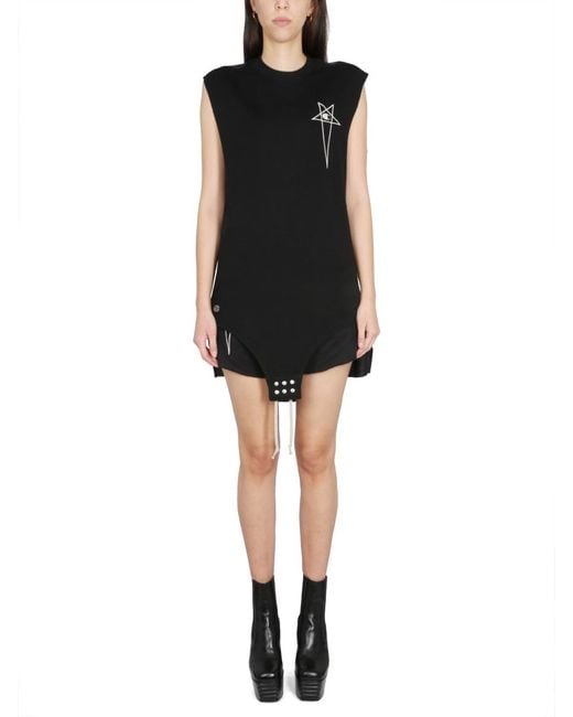 Rick Owens Black Curved Orle Top Cotton Tops