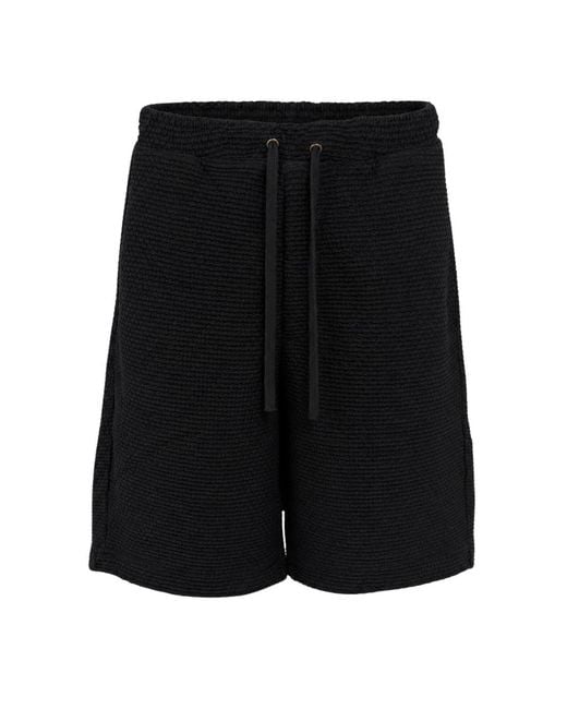 Emporio Armani Black Shorts Embossed Jersey Polyamide for men