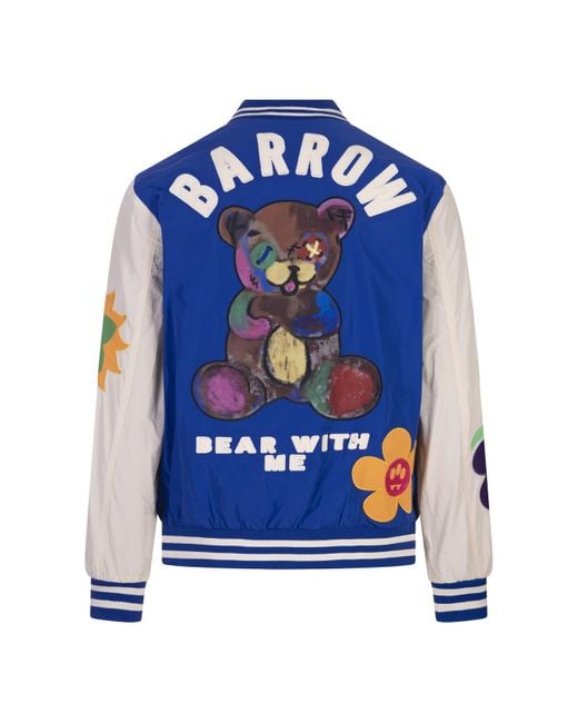 Barrow Blue College Bomber Jacket With Applications for men