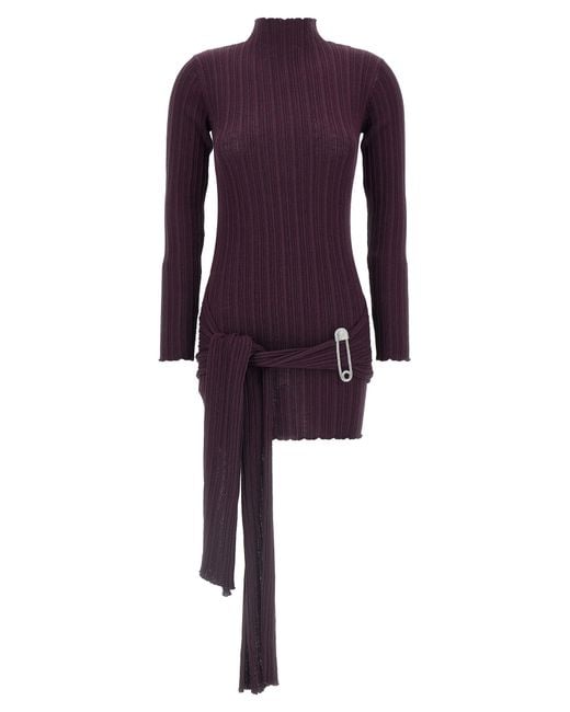 GIUSEPPE DI MORABITO Purple Jewel Brooch Dress Wool Acrylic Polyamide