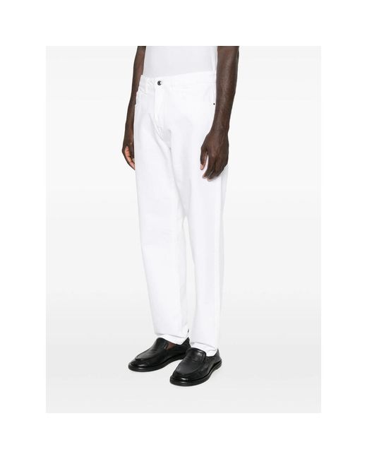 Canali White Button-Fastening Straight-Leg Jeans for men