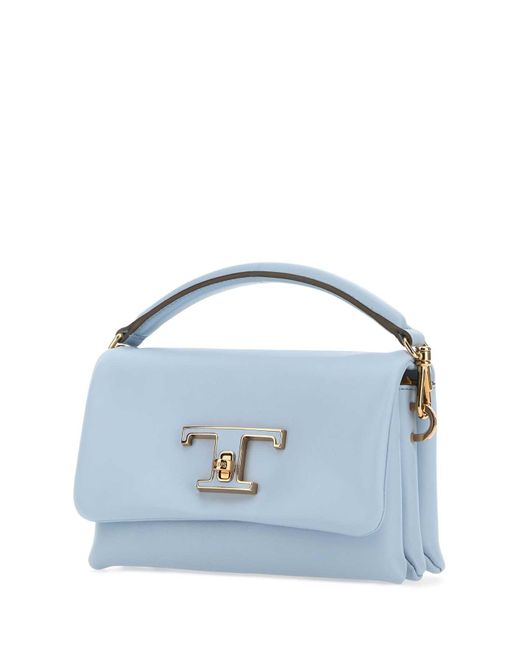 Tod's Blue Powder Leather Micro T Timeless Handbag